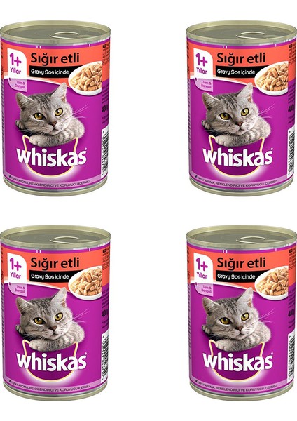 Biftekli Konserve Kedi Maması 400GR x 4 Adet