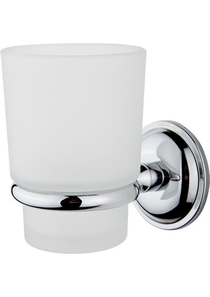 Metal Gövdeli Buzlu Cam Hazneli Diş Fırçalık Krom