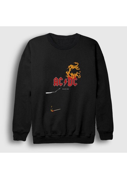 Unisex Siyah Black Ice Fire AC/DC Sweatshirt