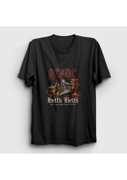 Unisex Siyah Hells Bells Demons AC/DC T-Shirt