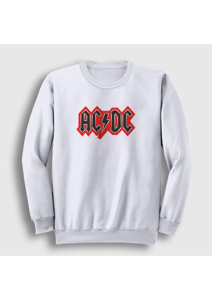Unisex Beyaz Red Black AC/DC Sweatshirt