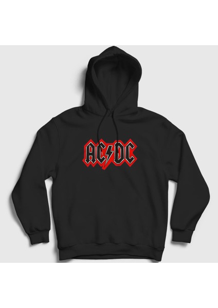 Unisex Siyah Red Black AC/DC Kapüşonlu Sweatshirt