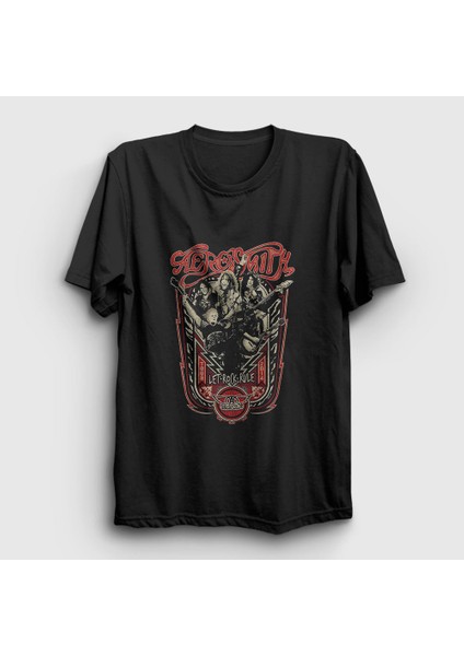 Unisex Siyah Let Rock Rule Aerosmith T-Shirt