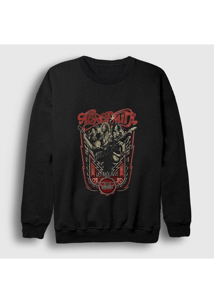 Unisex Siyah Let Rock Rule Aerosmith Sweatshirt