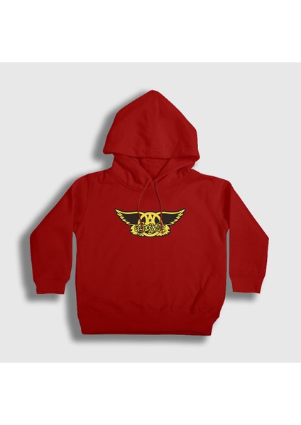Unisex Çocuk Kırmızı Yellow Aerosmith Kapüşonlu Sweatshirt