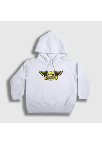 Unisex Çocuk Beyaz Yellow Aerosmith Kapüşonlu Sweatshirt