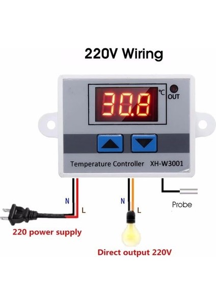 Bmk Electro Ankara XH-W3001 220 V Dijital Kontrol Sıcaklık Termostat Akvaryum Kuluçka Termostat Sıcaklık Kontrol Cihazı