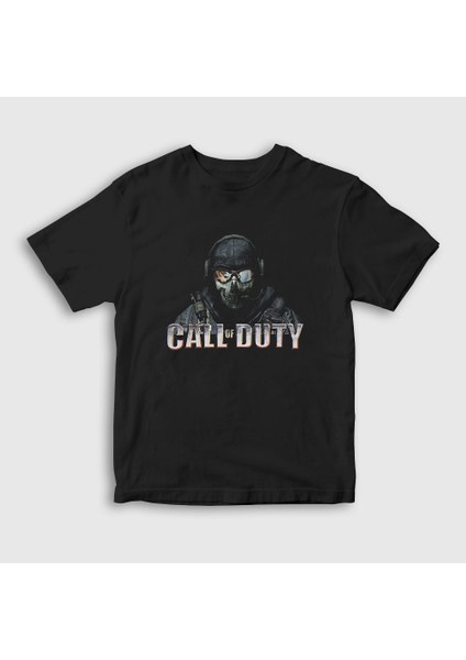 Unisex Çocuk Siyah Soldier Call Of Duty T-Shirt