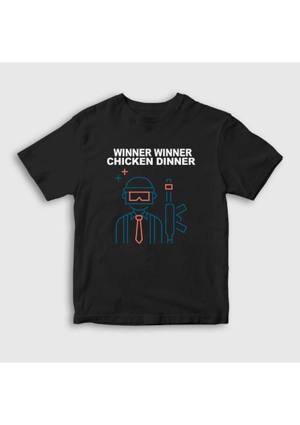Unisex Çocuk Siyah Neon Pubg T-Shirt