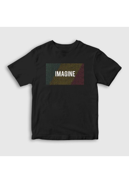 Unisex Çocuk Siyah Imagine Beatles John Lennon T-Shirt
