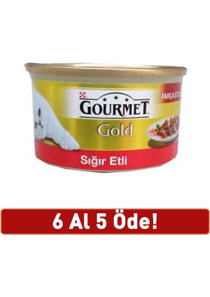 Gourmetgold Sığıretli Yetişkin Kedi Konservesi 85G 6 Adet Parça Etli Soslu