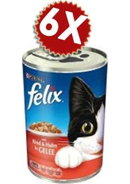 Felix Sığır Etli Kedi Konserve 400 gr 6 Adet Avantaj Paketi
