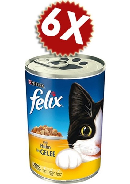 Felix Tavuklu Kedi Konserve 400 gr 6 Adet Avantaj Paketi