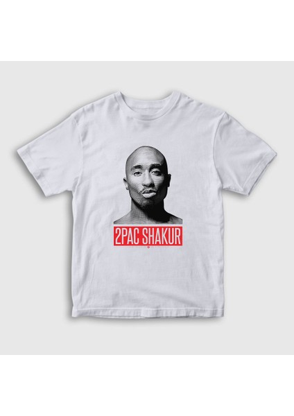 Unisex Çocuk Beyaz Gun Tupac Shakur T-Shirt