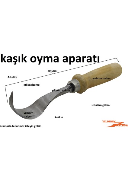 Tahta Kaşık Oyma Aparatı 20CM Profesyonel Ahşap Oyma Aparatı Etli Çelik