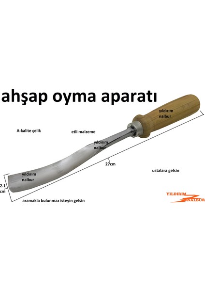 Ahşap Oyma Aparatı 27CM Kuksa Iskarpile Profesyonel Ahşap Oyma Aparatı Etli Çelik Eğri Tip