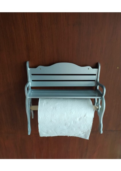 Gümüş Renk Ahşap Kağıt Havluluk Peçetelik Mutfak Banyo Düzenleyici