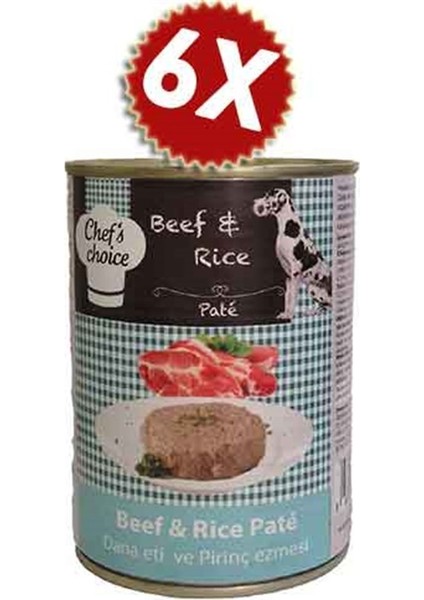 Chefs Choice Köpek Beef-Rice Pate Konserve 400GR 6 Lı Avantaj Paketi