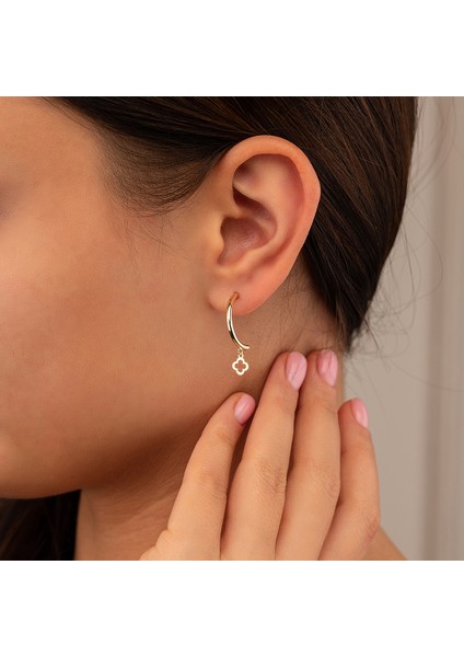 14 Ayar Altın Roberto Modeli Yarım Halka Kadın Küpe