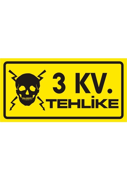 i 3 Kv Tehlike Galvaniz Uyarı Levhası 17 x 35 cm