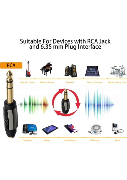 Erkek Jak - Rca Dişi Fono Kuplör- 6.35 Mm Ts Mono Fiş Video Müzik Ses Konnektörü fiyatları