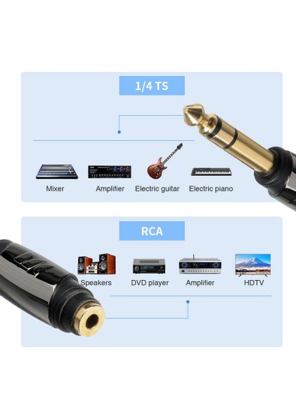Erkek Jak - Rca Dişi Fono Kuplör- 6.35 Mm Ts Mono Fiş Video Müzik Ses Konnektörü indirimleri