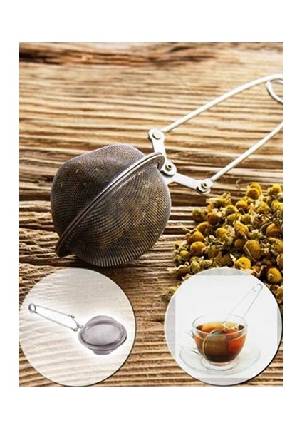 Paslanmaz Çelik Maşa Çay Süzgeci Bitki Çayı Süzgeci