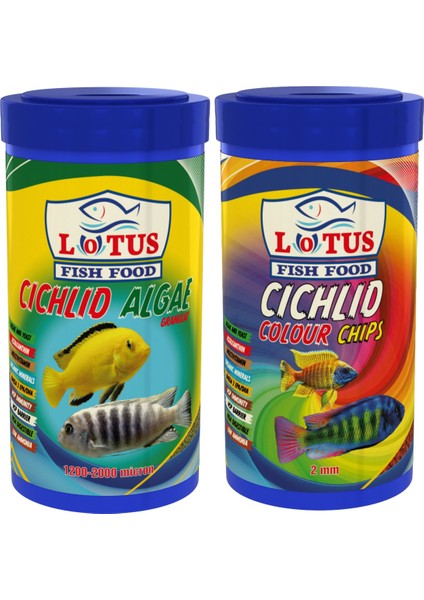 Cichlid Algae 250 ml + Cichlid Colour Chips 250 ml Balık Yemi