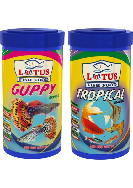 Guppy 250 ml + Tropical 250 ml Balık Yemi