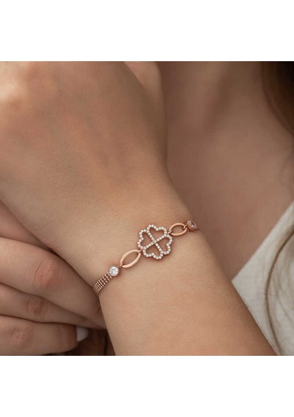 Gümüş Kalpli Yonca Bileklik modelleri