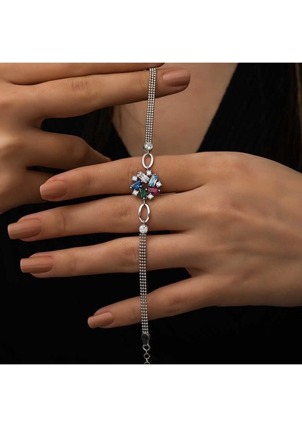 Gümüş Renkli Baget Taşlı Kadın Bileklik fiyatları