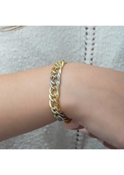 ​gümüş Iki Renkli Zincir Bileklik fiyatları