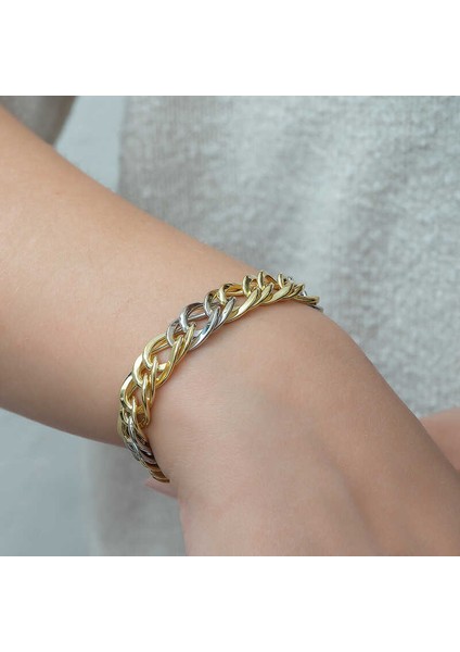 ​gümüş Iki Renkli Zincir Bileklik fırsatları