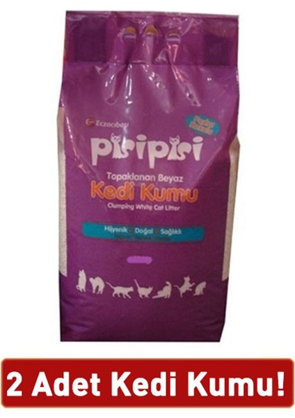 Pisipisi Topaklaşan Bentonit Ince Kedi Kumu 2X10KG