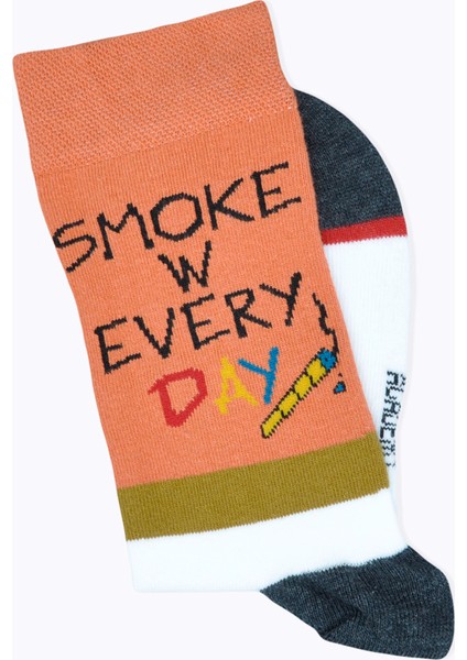 Bob Is My Soulmate / Smoke With Everyday Sigara Desenli Çorap