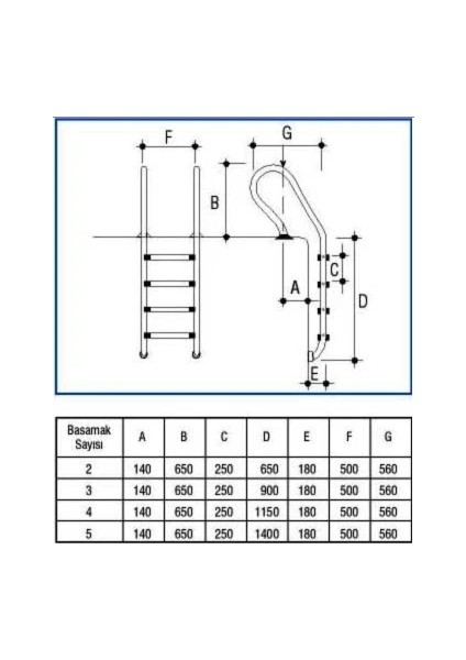 2 BASAMAK MİXTA MODEL HAVUZ MERDİVENİ (FULL PAKET)