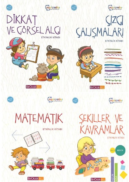 Etkinlik Kitapları Seti +48 Ay 4 Yaş ve Üzeri 4 Kitap (Dikkat ve Görsel Algı+Çizgi Çalışmaları+Matematik+Şekiller ve Kavramlar)