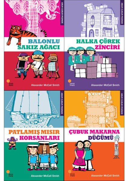 Abur Cubur Peşinde Serisi 4 Kitap Set (Balonlu Sakız Ağacı-Halka Çörek Zinciri-Patlamış Mısır Korsanları+Çubuk Makarna Düğümü)