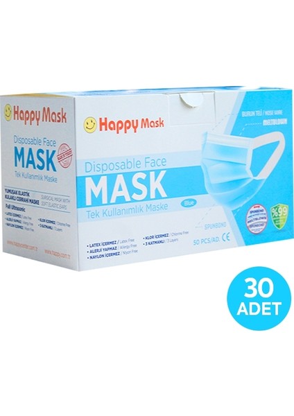 Yumuşak Elastik Kulaklı 3 Katlı Telli Mavi Cerrahi Maske 1500'lü