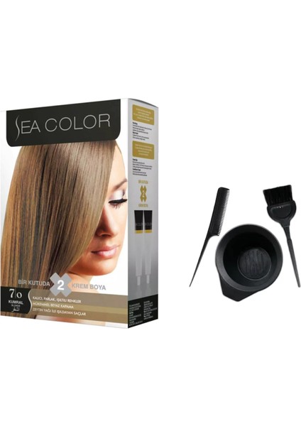 Saç Boyası 7/0 Kumral + Boyama Kabı Seti