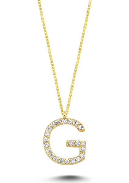 Harfli Gümüş Kolye Taşlı Altın Rengi - Z Harfi - Standart - ALV008-2202