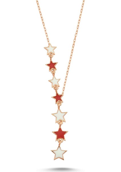 Süzme Yıldız Rose Gümüş Kolye - Yeşil - Standart - ADA0039-1749