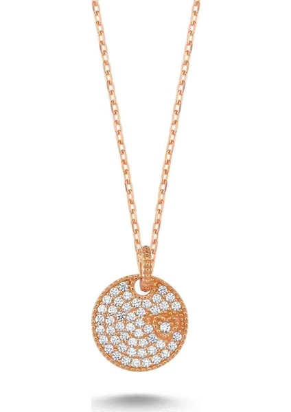 Swarovski Yuvarlak Taşlı Kolye - Rose - Standart - YNC13094-330