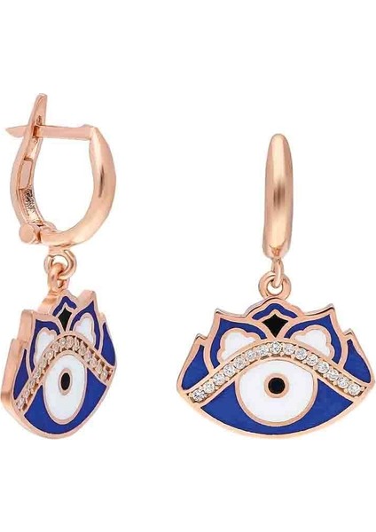 Mineli Taşlı Kulkalı Gümüş Göz Küpe - Yeşil - Standart - AXEL0088-2561