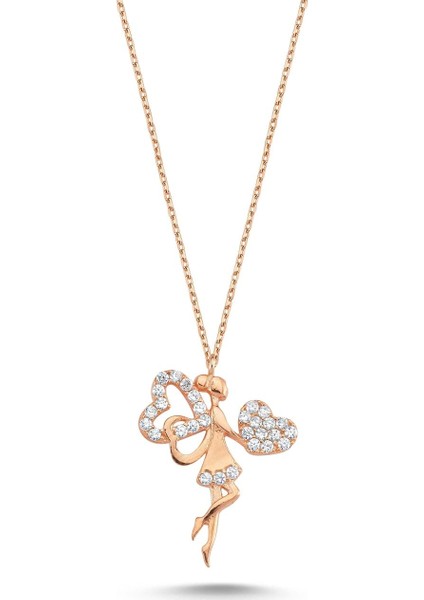 Melek Kalpli Gümüş Kolye - Rose - Standart - ADA0014-1636