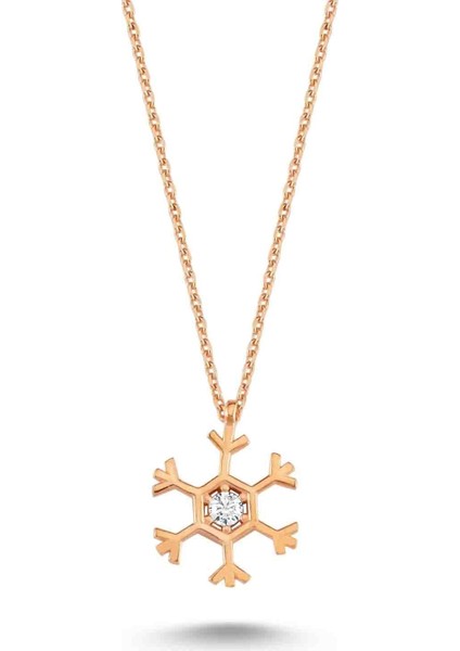 Swarovski Içi Taşlı Kar Tanesi Kolye - Rose - Standart - YNC12534-460