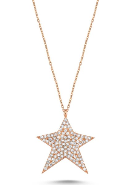 Asimetrik Yıldız Kolye - Rose - Standart - ADA0012-1628