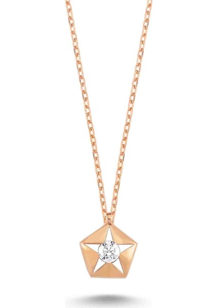 Swarovski Yıldız Tek Taş Kolye - Rose - Standart - YNC12161-404