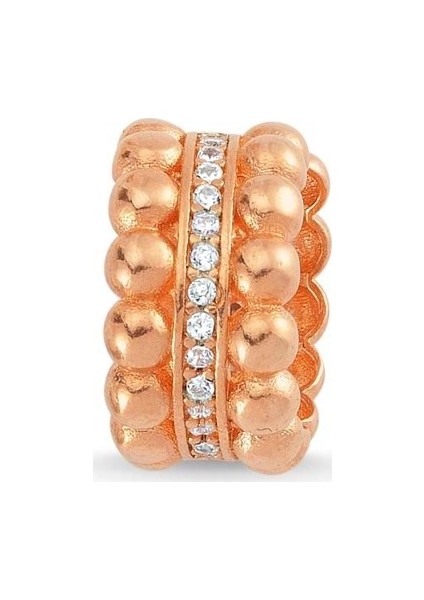 Paris Kıkırdak Küpe Taşlı Tek Küpe Gümüş - Rose - Standart - KÜPAD007-1876
