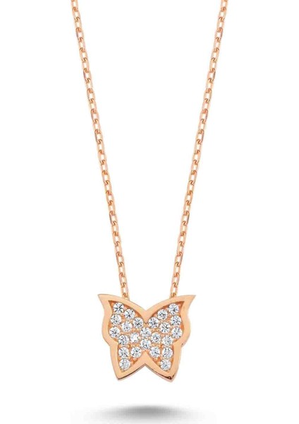 Swarovski Kelebek Kolye Taşlı - Rose - Standart - YNC12261-365